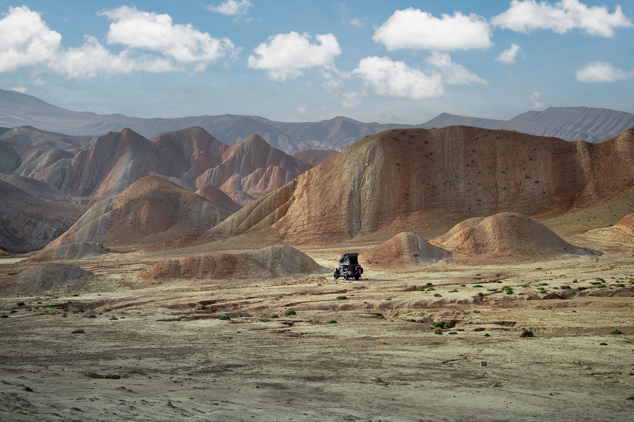 camp at the rainbow mountains in iran