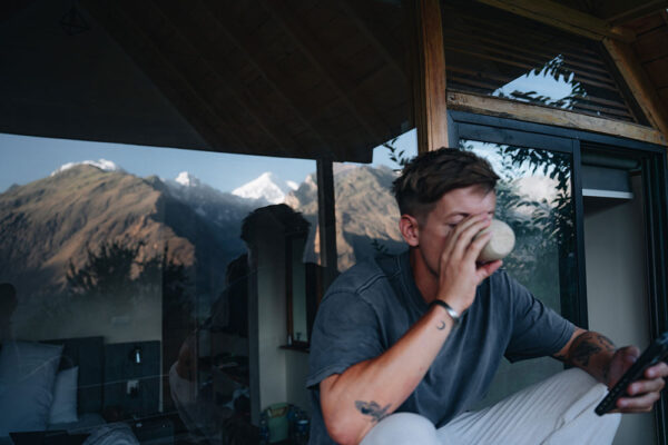 drinking coffee with mountain view hunza valley drinking coffee with mountain view hunza valley