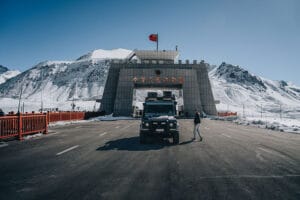 Khunjerab Pass border crossing Pakistan to China with Land Rover Defender