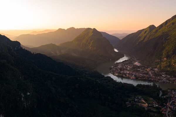 nong khiaw laos by sunset