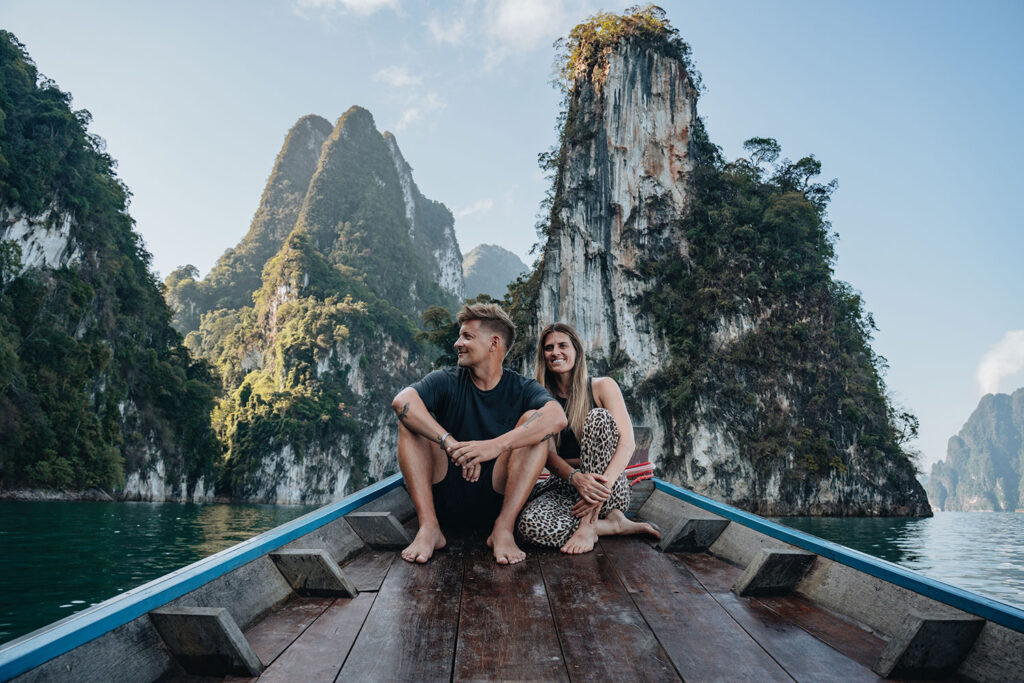 florian and stephanie enoying the views from the boat
