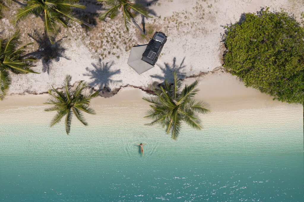 drone shot of campsite on koh yao yai island